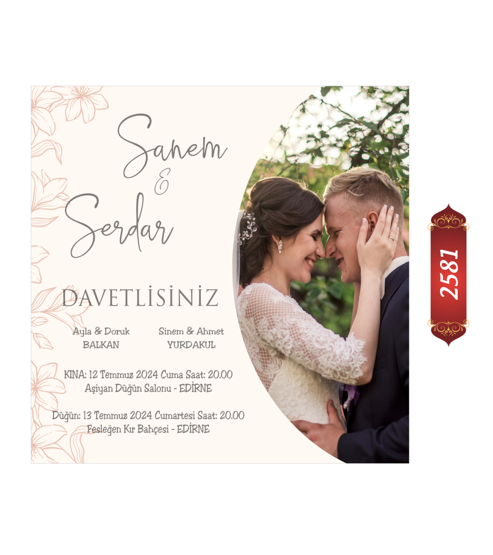 Düğün Nişan Davetiyesi ETD/EY 2581