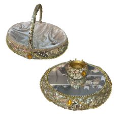 Lüks Pullu Aynalı Kına Sepeti Takımı- Gold