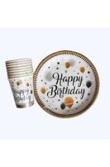 TABAK BARDAK 8 Lİ SET HAPPY BİRTHDAY BASKILI