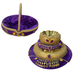 Lüks Kadife Osmanlı Kına Sepeti Takımı- Lila