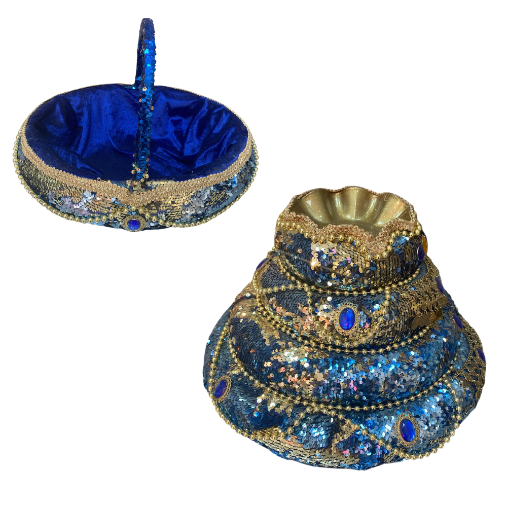 Lüks Pullu Osmanlı Kına Sepeti Takımı- Saks Mavi