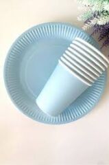 8 Lİ TABAK BARDAK SET DÜZ RENK MAVİ