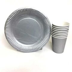 TABAK BARDAK 8 Lİ SET GÜMÜŞ