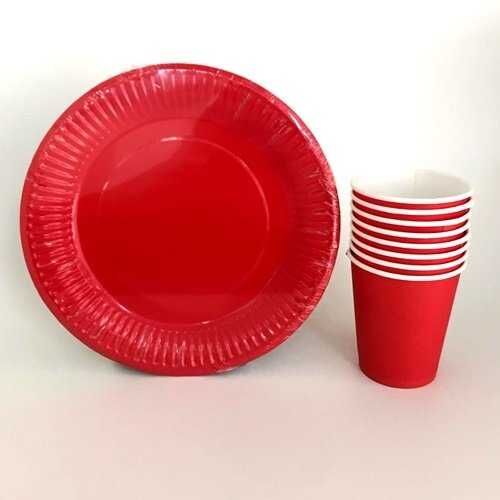 TABAK BARDAK 8 Lİ SET KIRMIZI