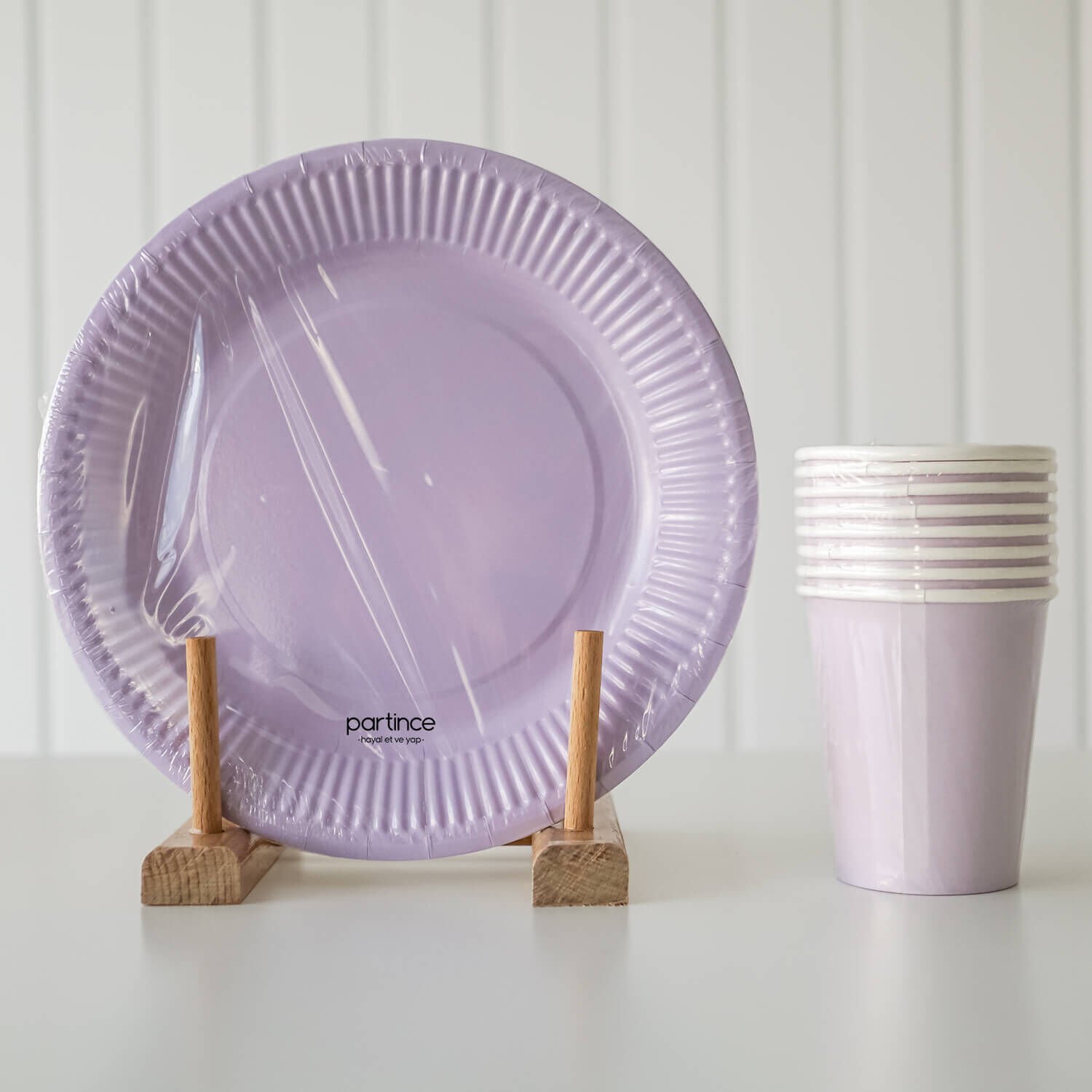 TABAK BARDAK 8 Lİ SET DÜZ RENK MOR