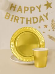 8 Lİ TABAK BARDAK SET DÜZ RENK ALTIN