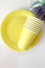 TABAK BARDAK SET 8 Lİ DÜZ RENK SARI