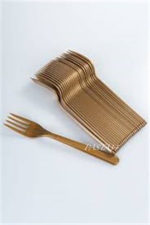 Пластмасова вилица, 25 части, твърда пластмаса, златиста