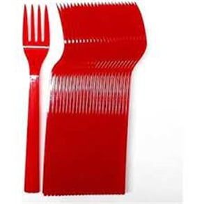 Пластмасова вилица, 25 части, твърда пластмаса, червена