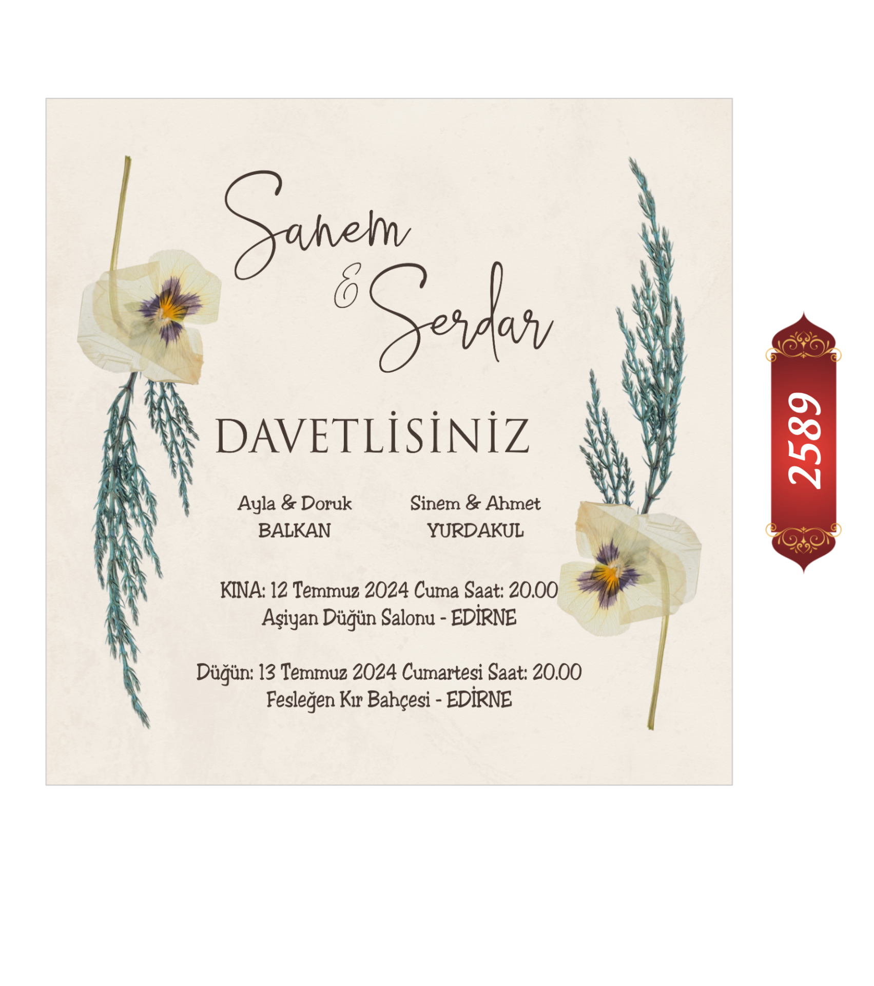 Düğün Nişan Davetiyesi ETD/EY 2589