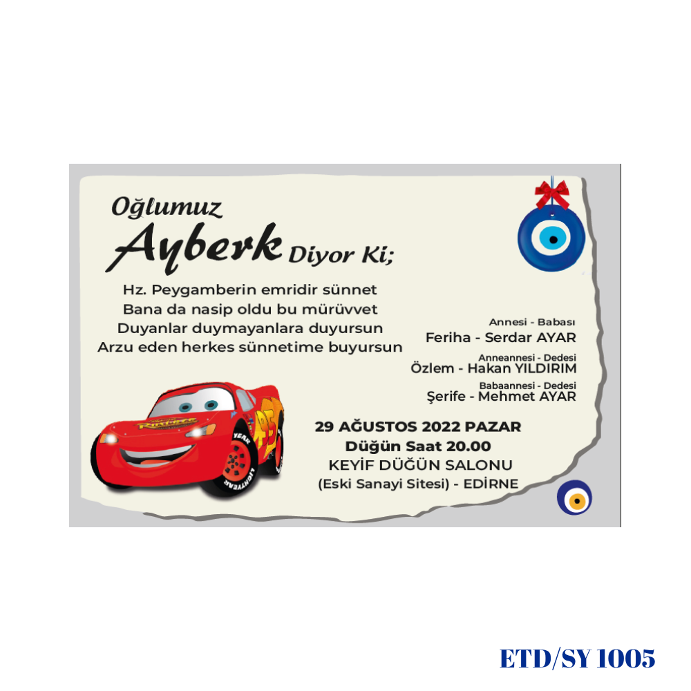 Sünnet Davetiyesi ETD/SY 1005