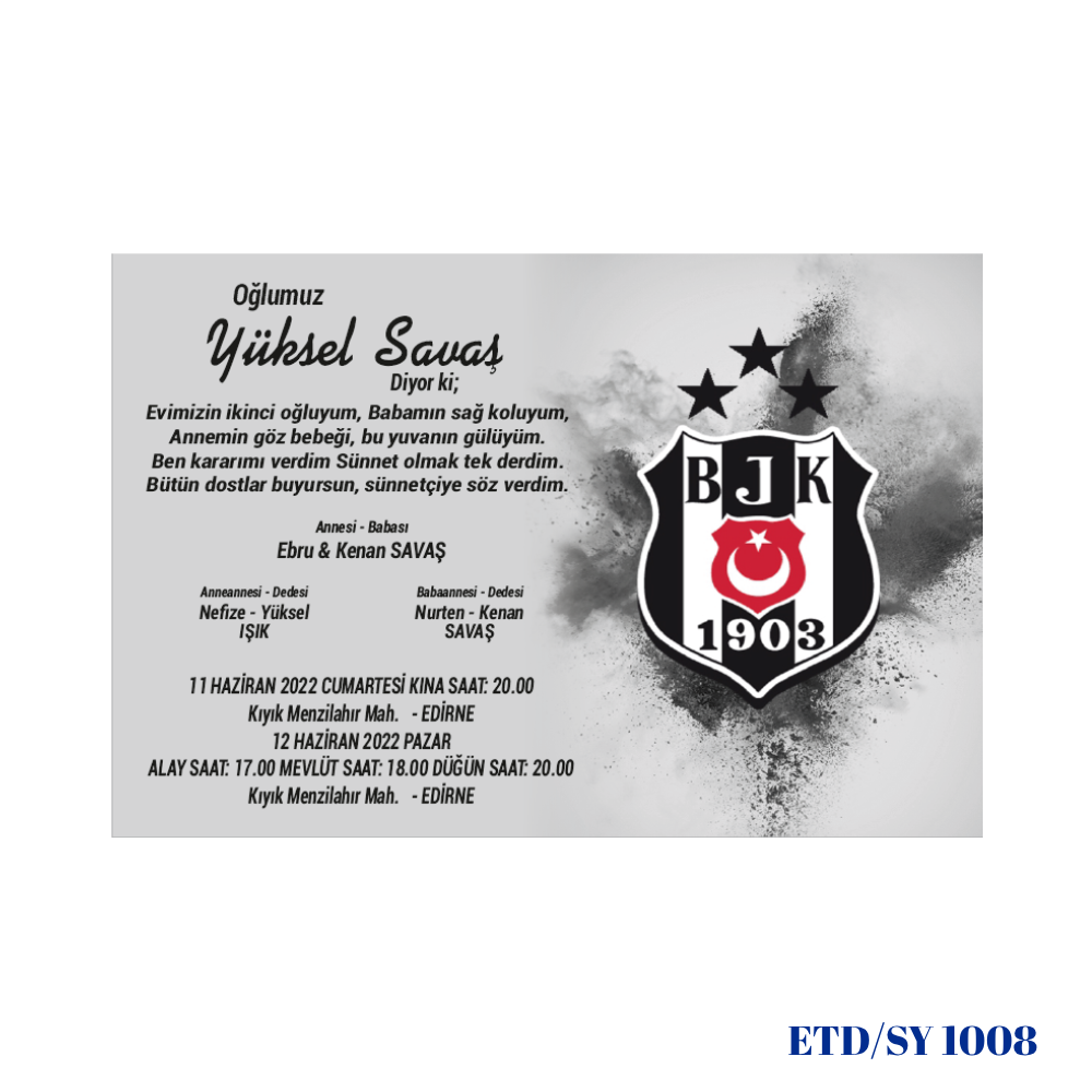 Sünnet Davetiyesi ETD/SY 1008