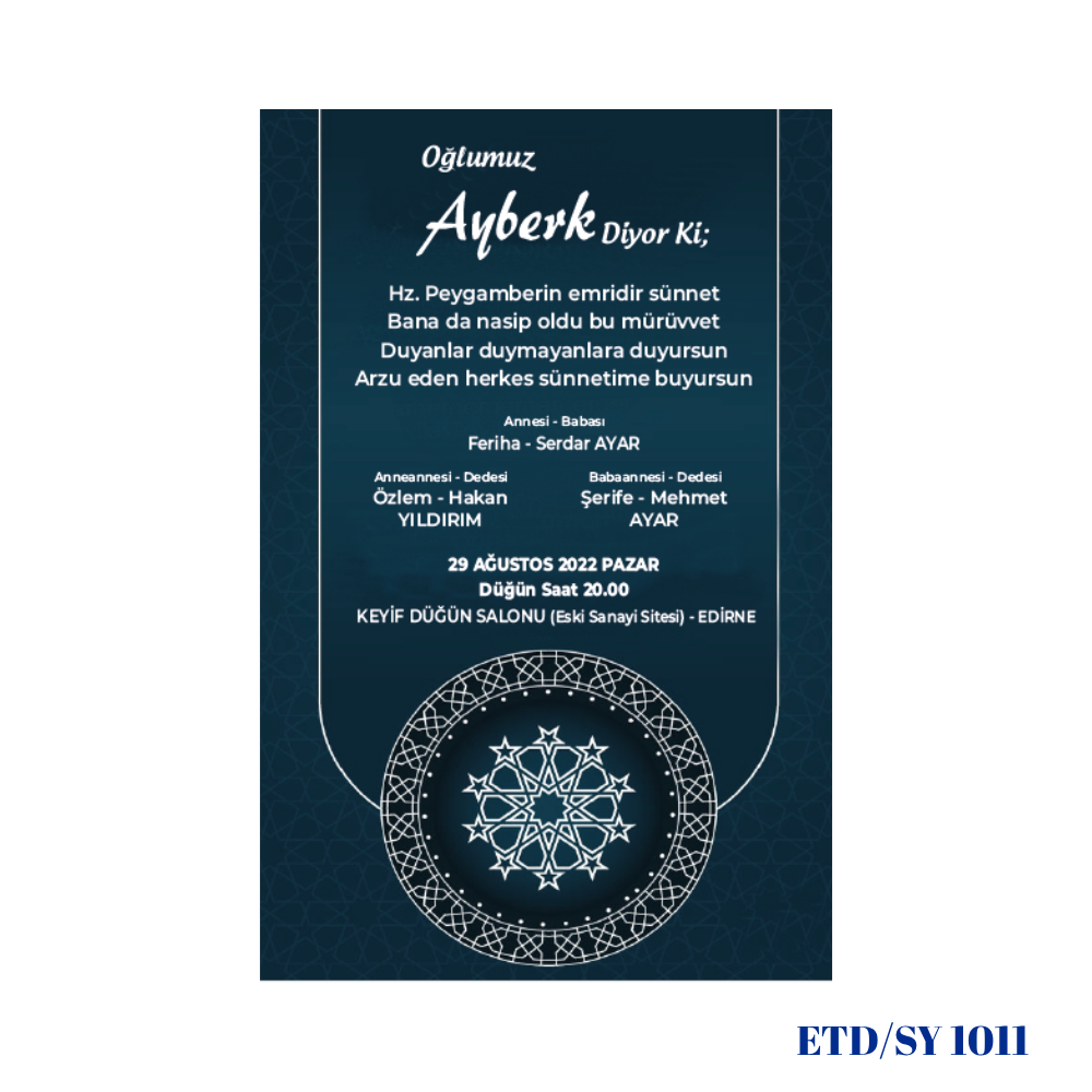 Sünnet Davetiyesi ETD/SY 1011