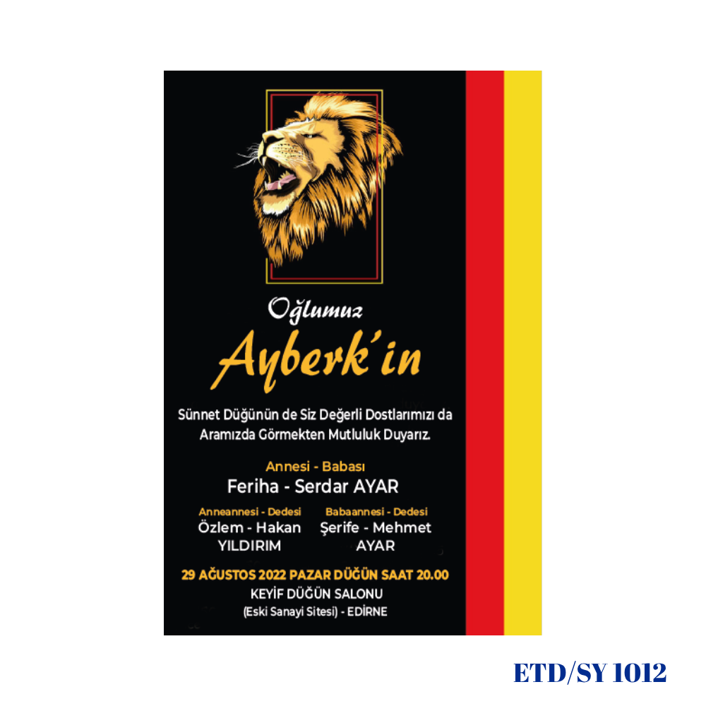 Sünnet Davetiyesi ETD/SY 1012