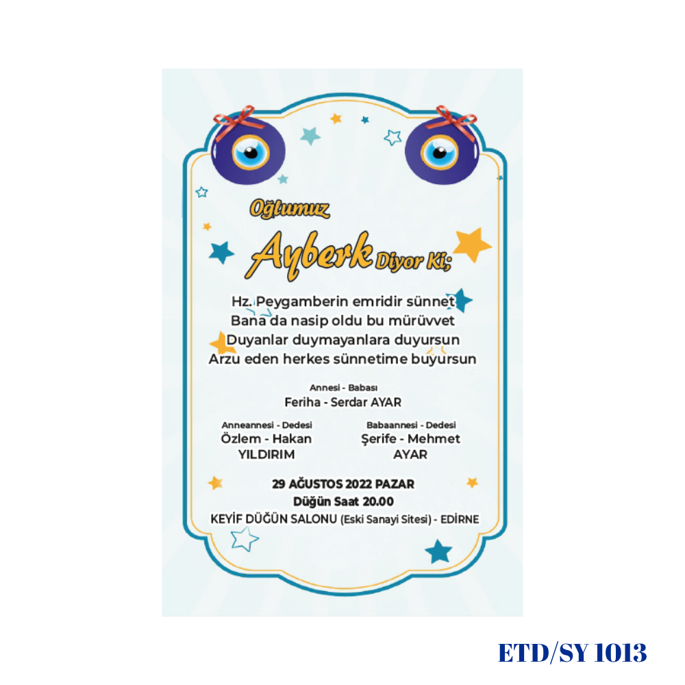 Sünnet Davetiyesi ETD/SY 1013