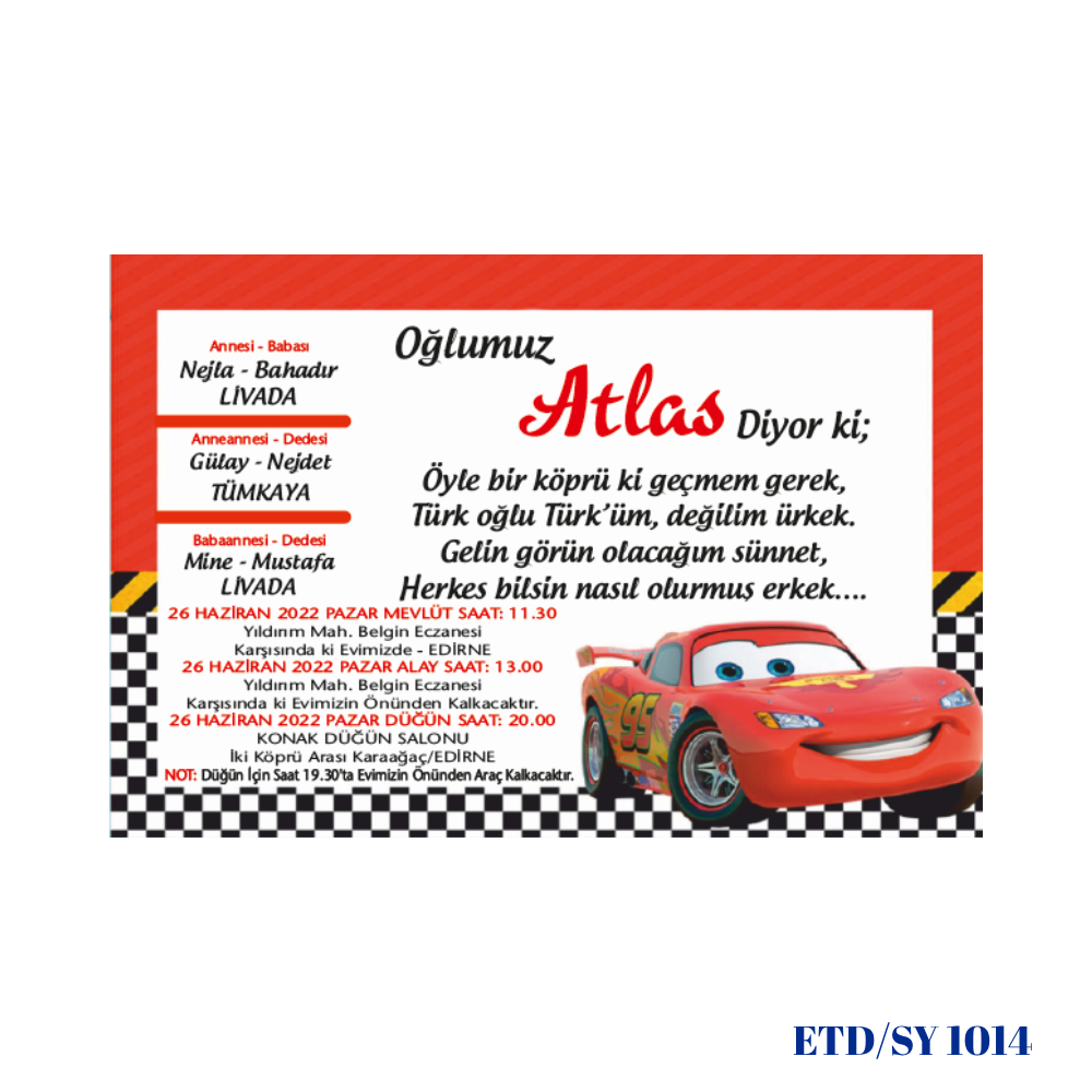 Sünnet Davetiyesi ETD/SY 1014