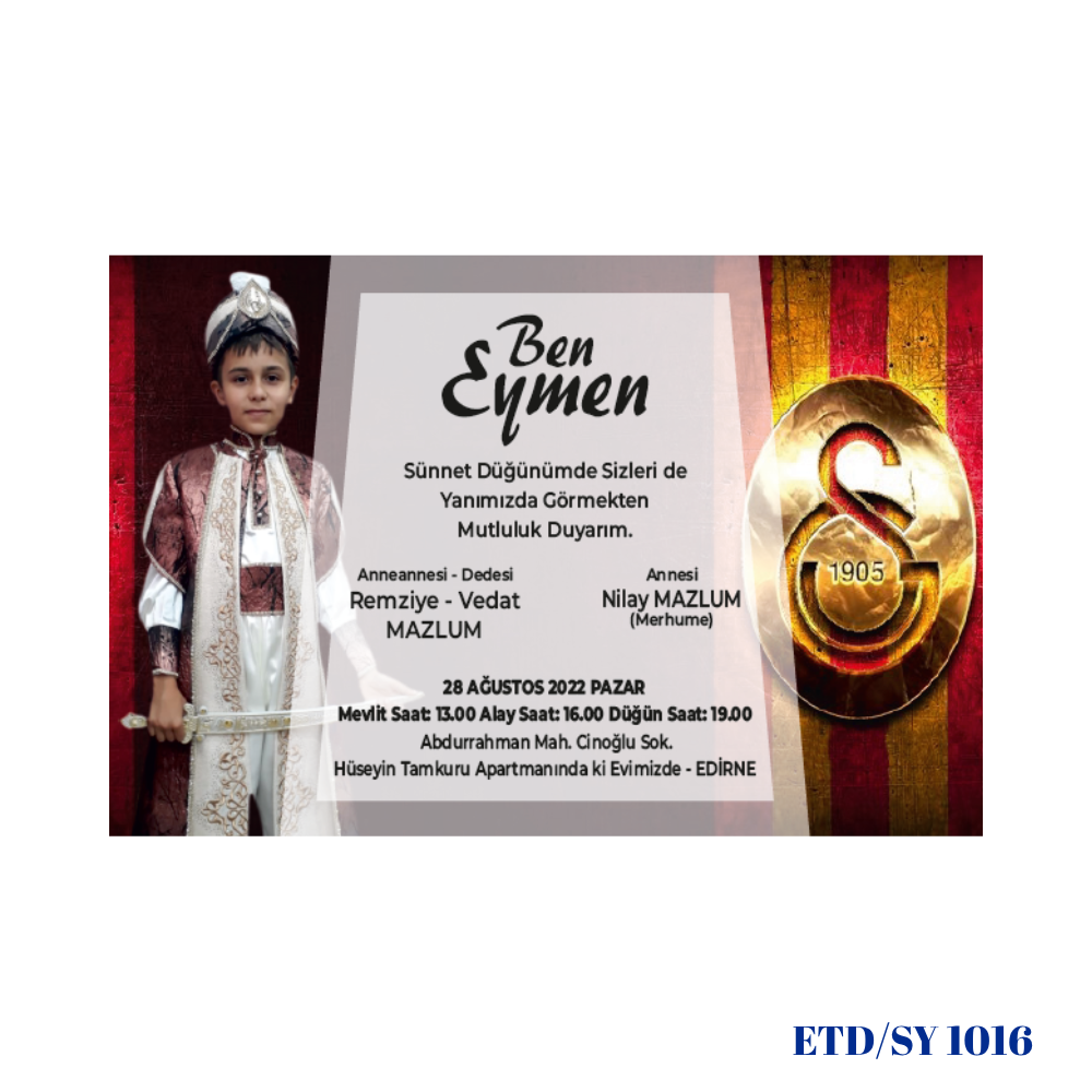 Sünnet Davetiyesi ETD/SY 1016
