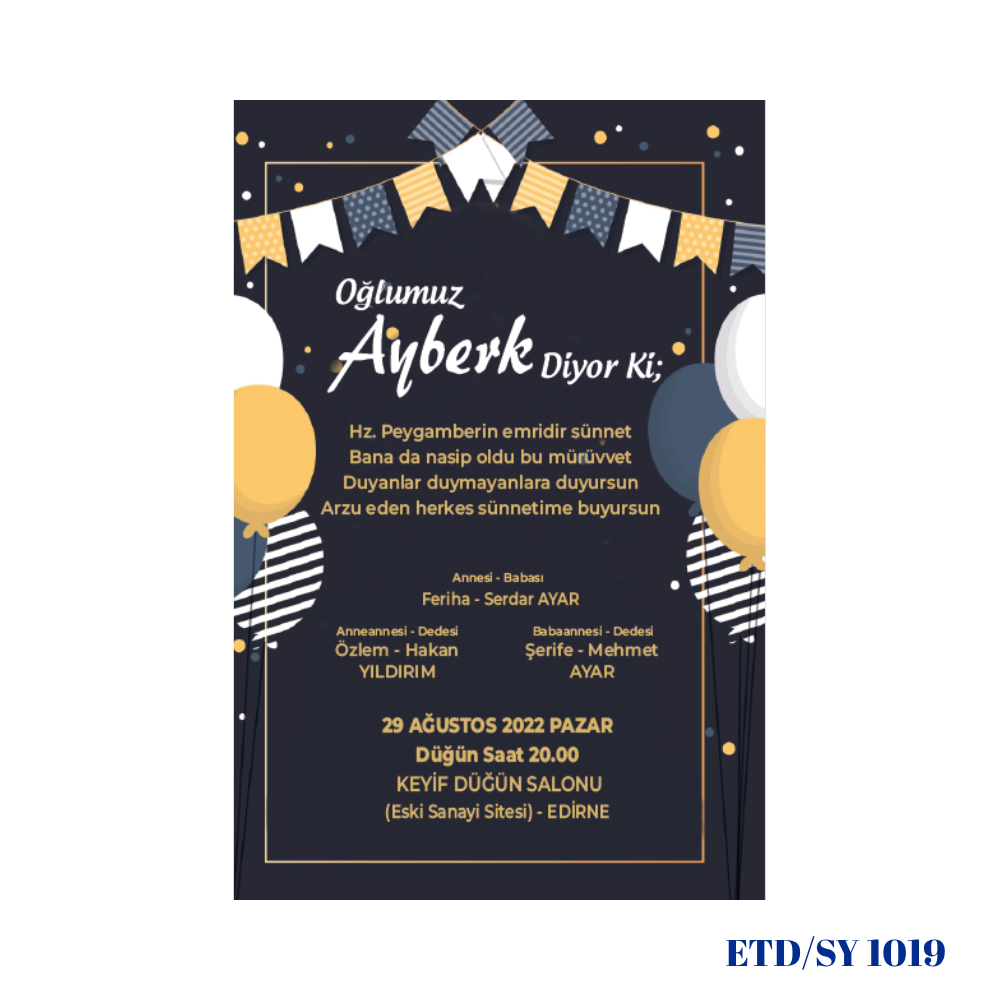 Sünnet Davetiyesi ETD/SY 1019