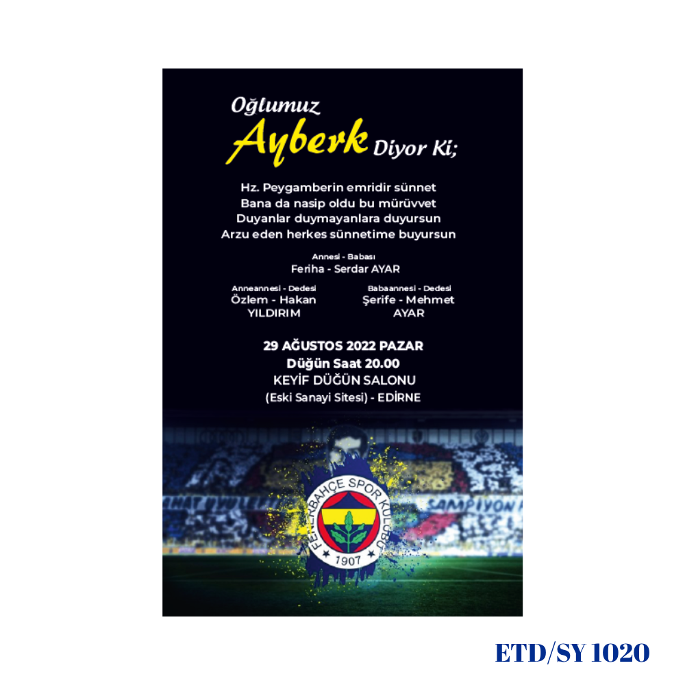 Sünnet Davetiyesi ETD/SY 1020