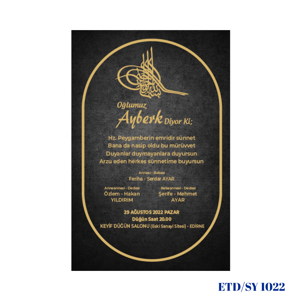 Sünnet Davetiyesi ETD/SY 1022