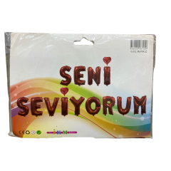 Seni Seviyorum Kırmızı Harf Balon