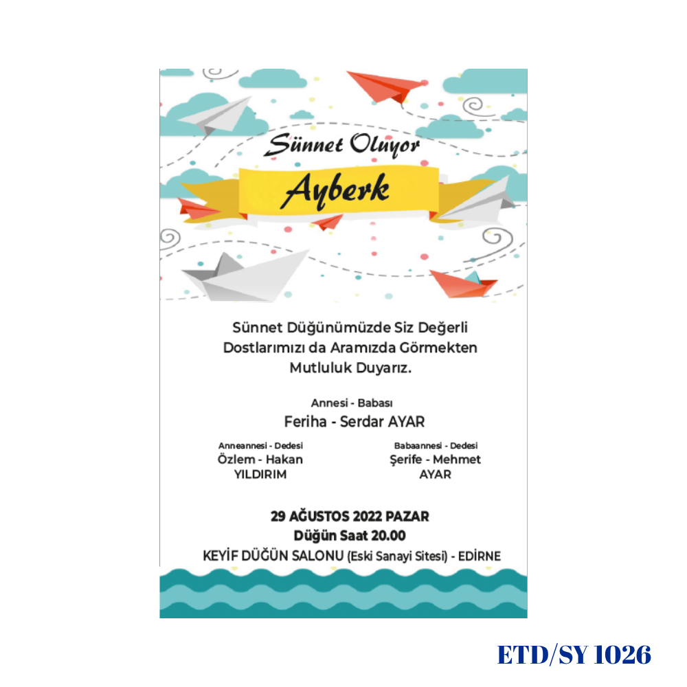 Sünnet Davetiyesi ETD/SY 1026