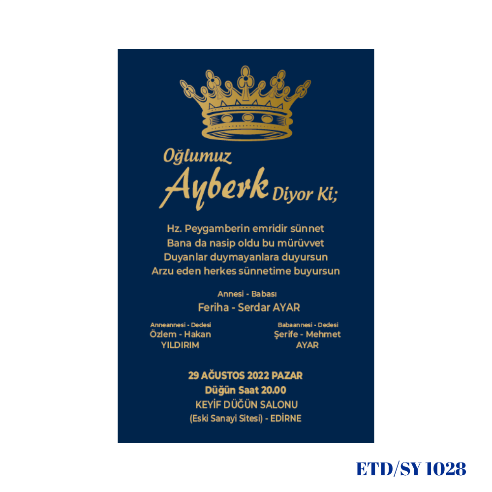 Sünnet Davetiyesi ETD/SY 1028