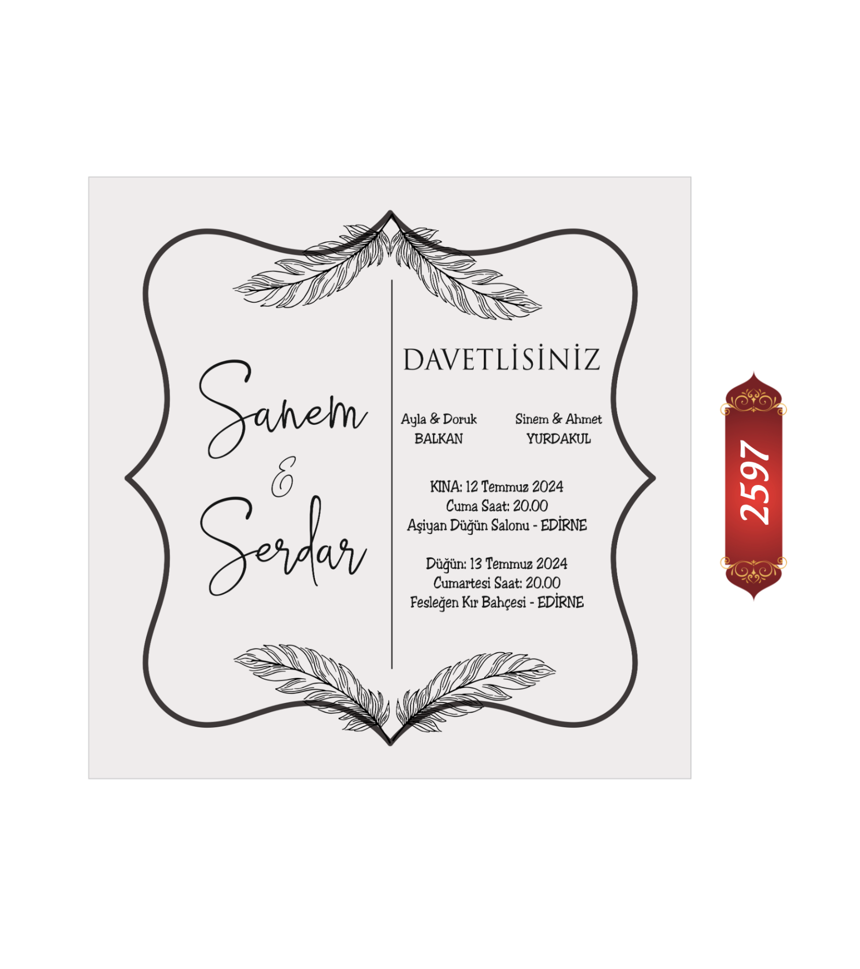 Düğün Nişan Davetiyesi ETD/EY 2597