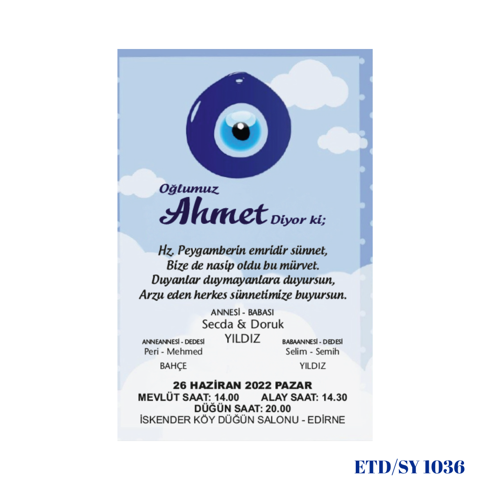 Sünnet Davetiyesi ETD/SY 1036
