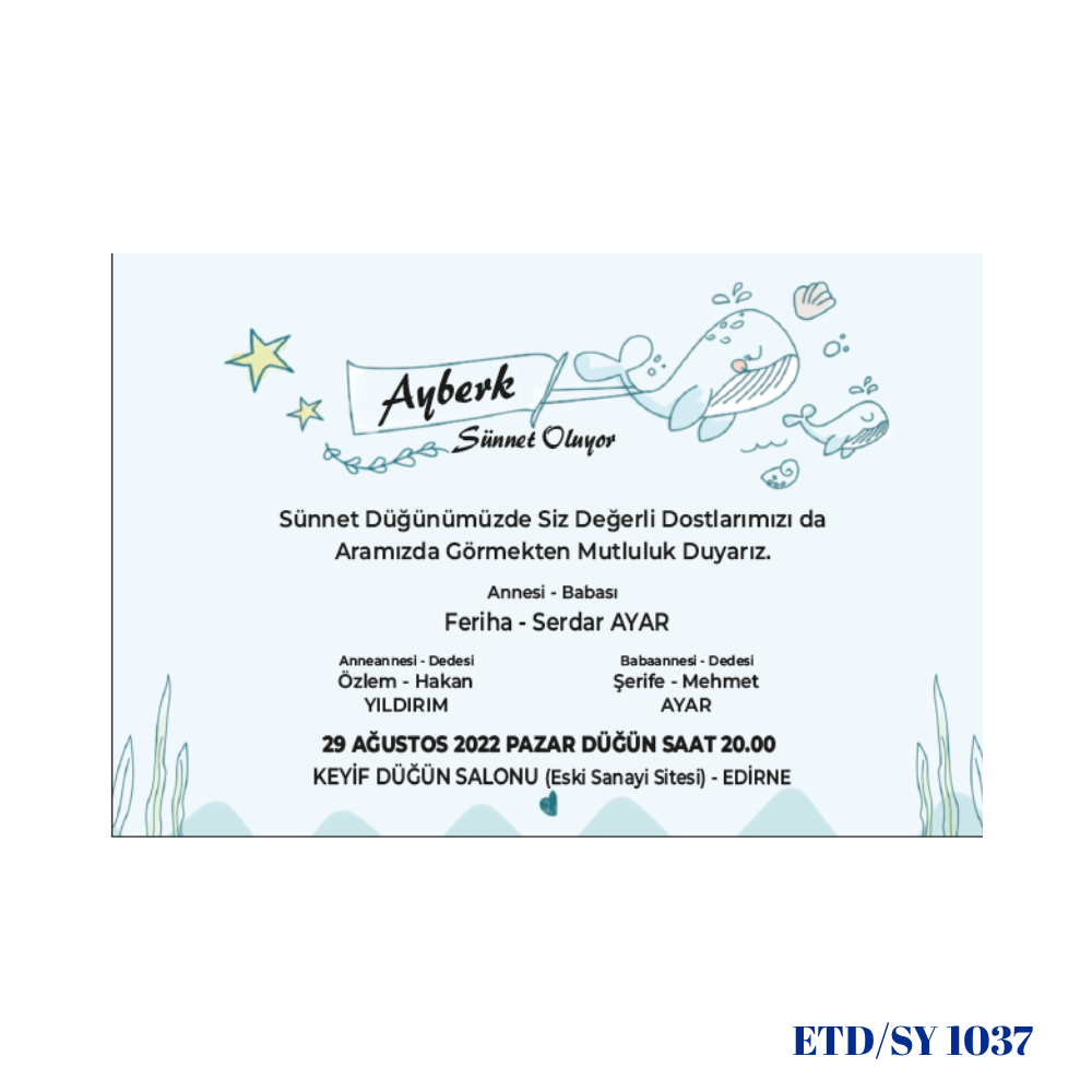 Sünnet Davetiyesi ETD/SY 1037