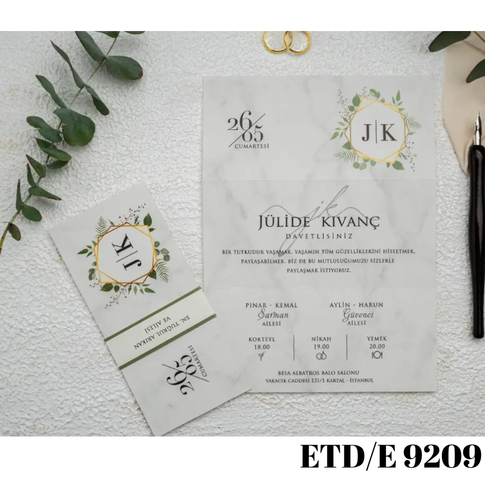 Düğün - Nişan Davetiyesi ETD/E 9209