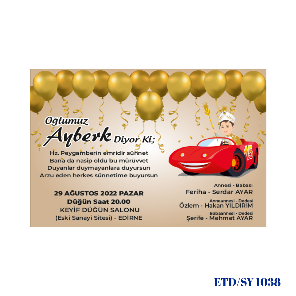 Sünnet Davetiyesi ETD/SY 1038