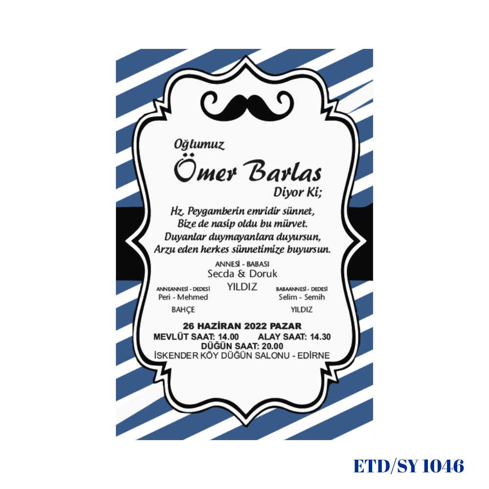 Sünnet Davetiyesi ETD/SY 1046