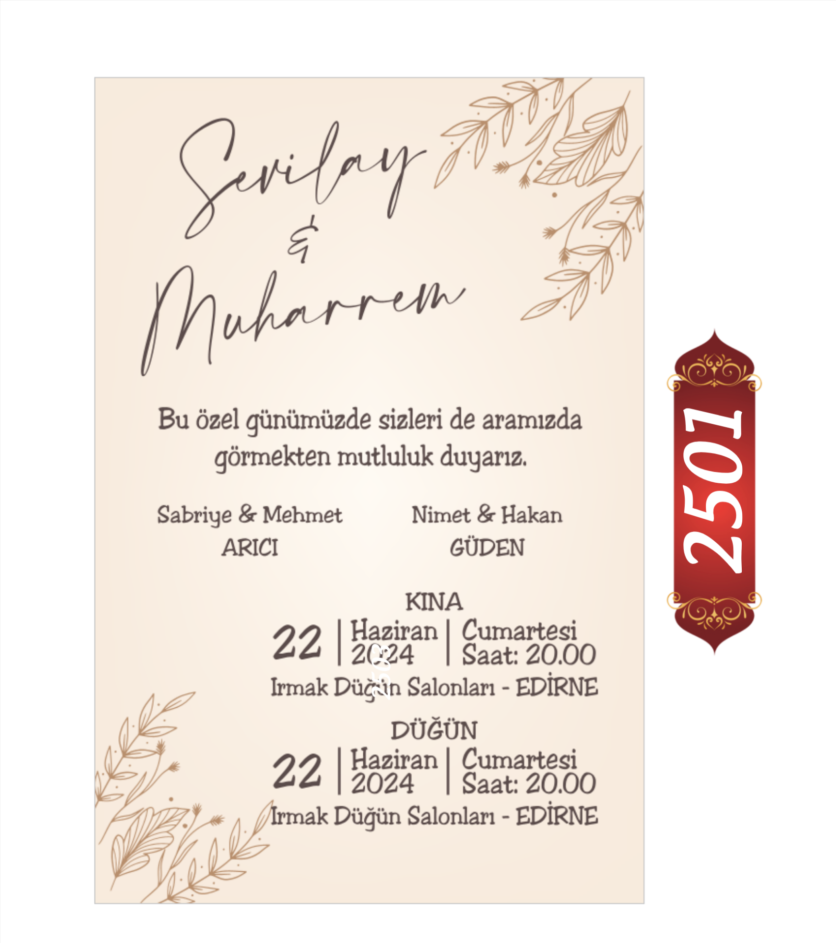 Düğün Nişan Davetiyesi ETD/EY 2501