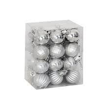 24 LÜ 3CM ASETAT KUTU AĞAÇ SÜSÜ GÜMÜŞ