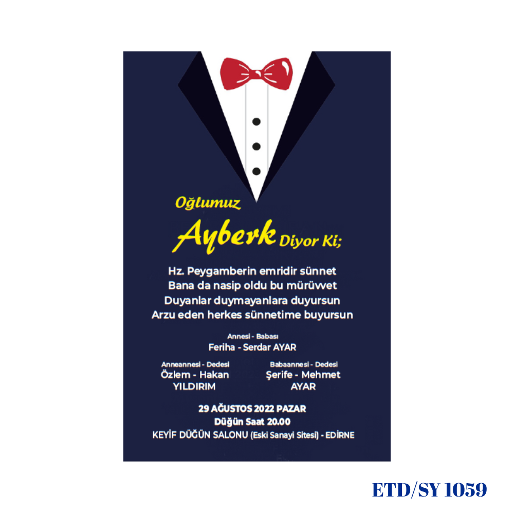 Sünnet Davetiyesi ETD/SY 1059