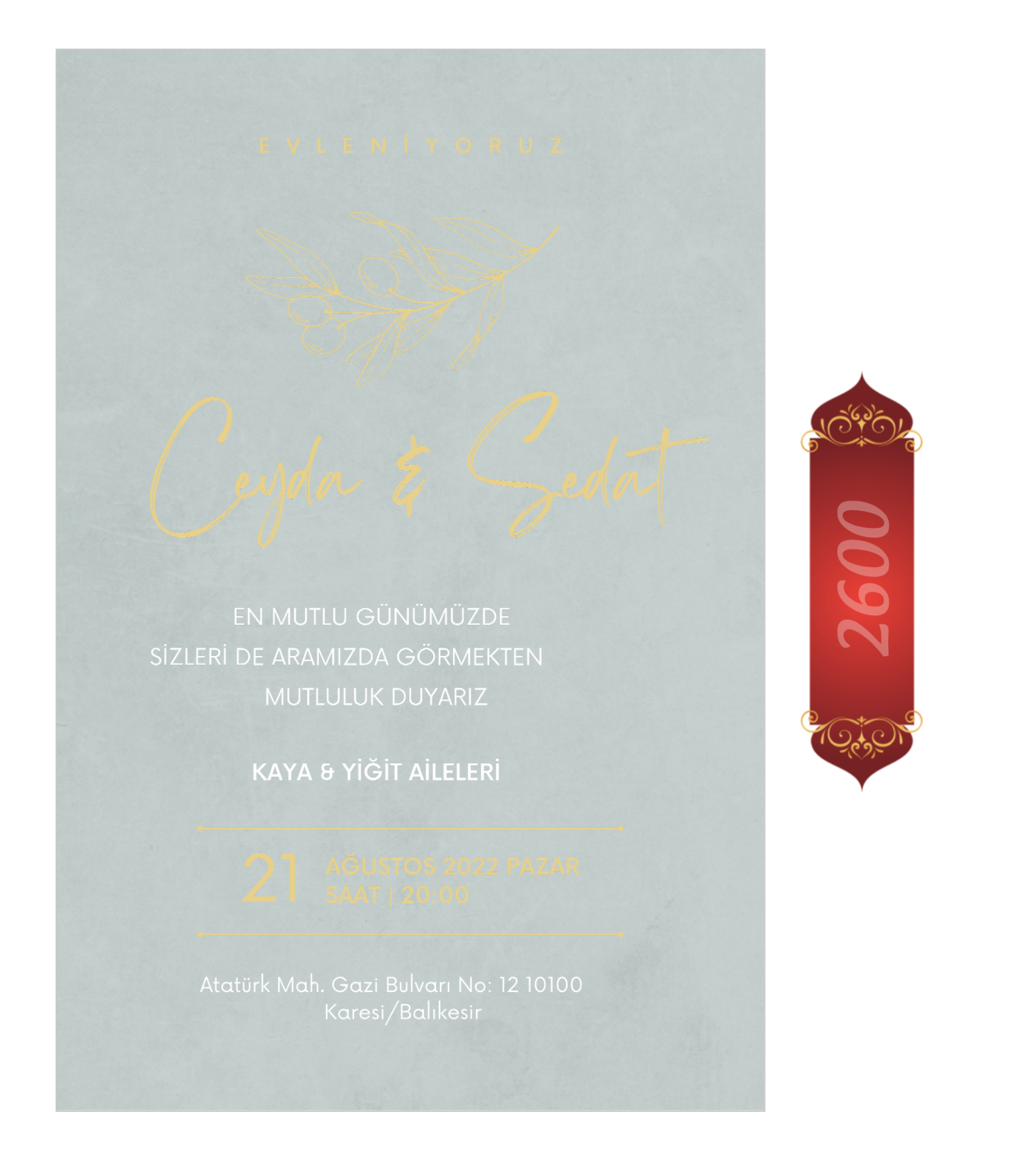 Düğün Nişan Davetiyesi ETD/EY 2600