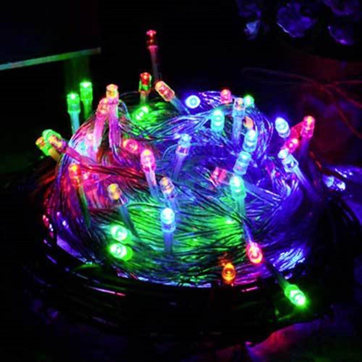 10MT 100 AMPUL LED IŞIK ŞEFFAF KABLO KARIŞIK RENK