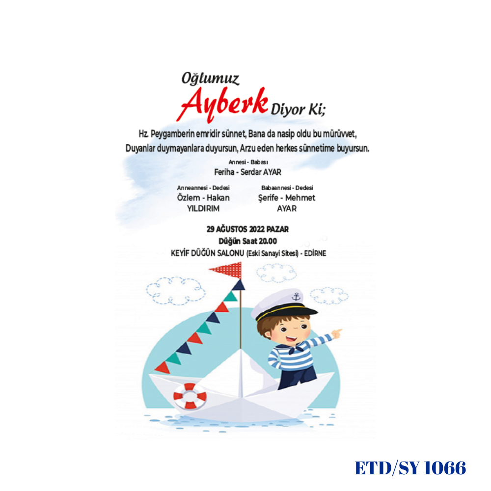 Sünnet Davetiyesi ETD/SY 1066