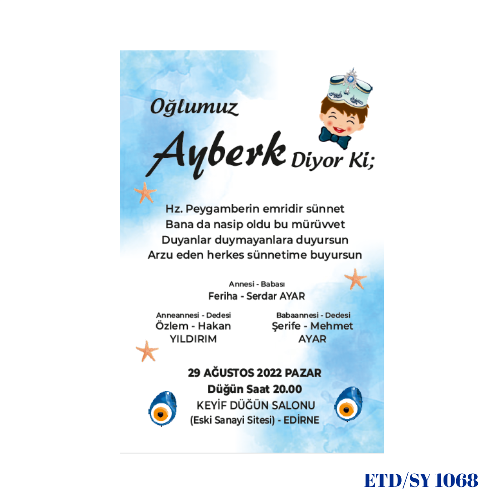 Sünnet Davetiyesi ETD/SY 1068