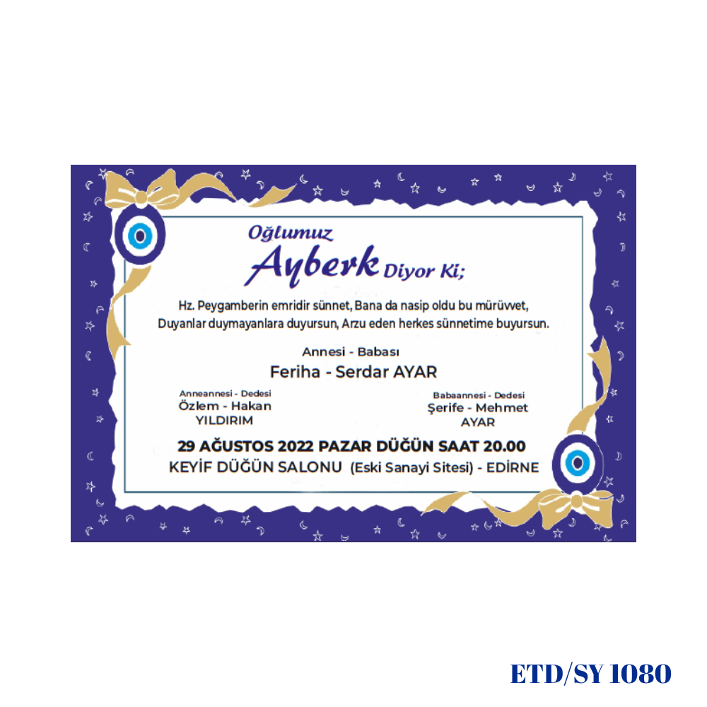 Sünnet Davetiyesi ETD/SY 1080