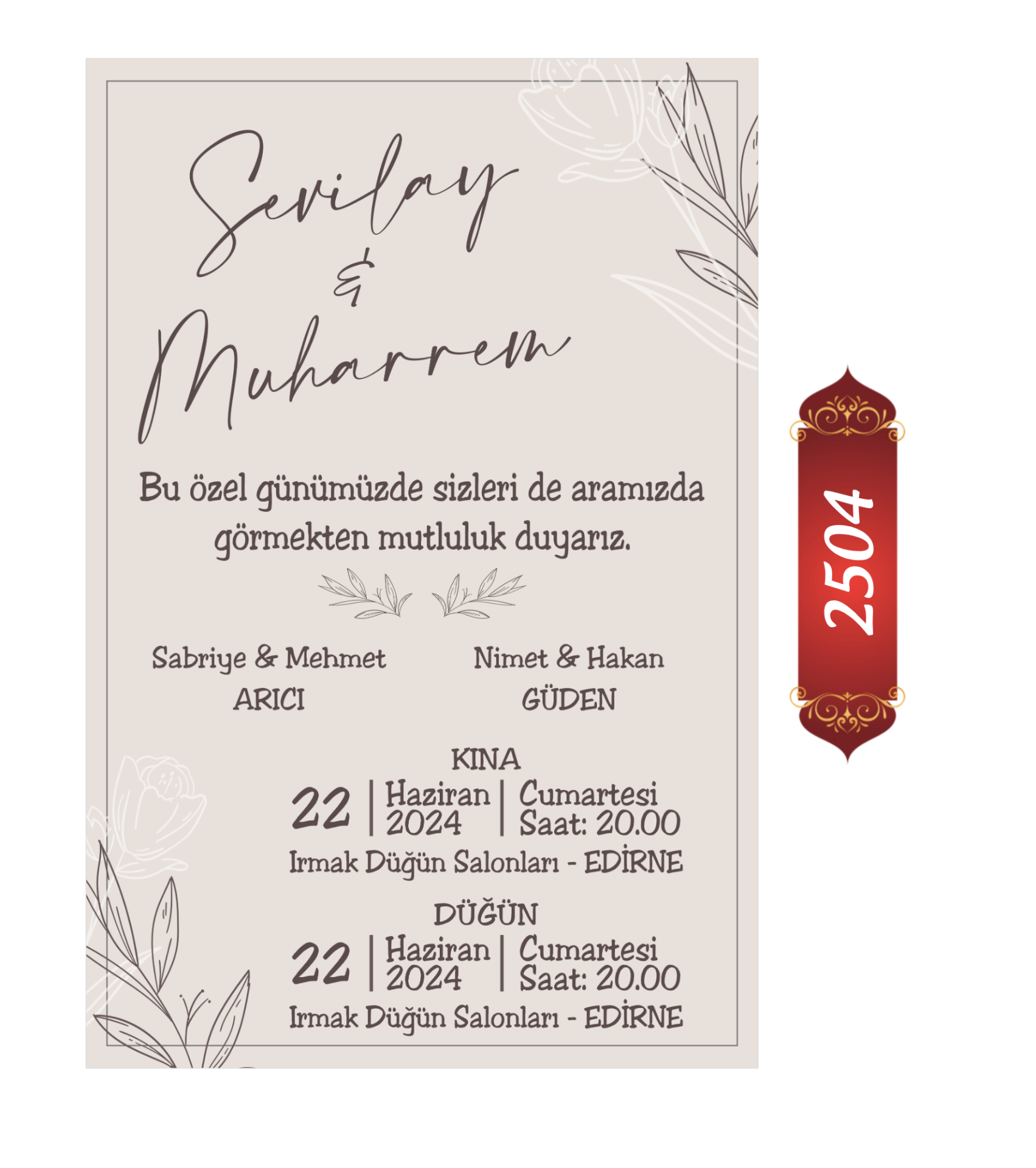 Düğün Nişan Davetiyesi ETD/EY 2504