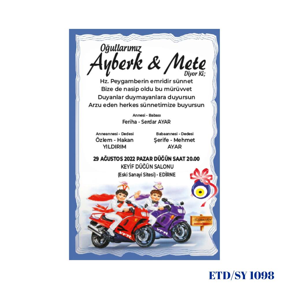 Sünnet Davetiyesi ETD/SY 1089