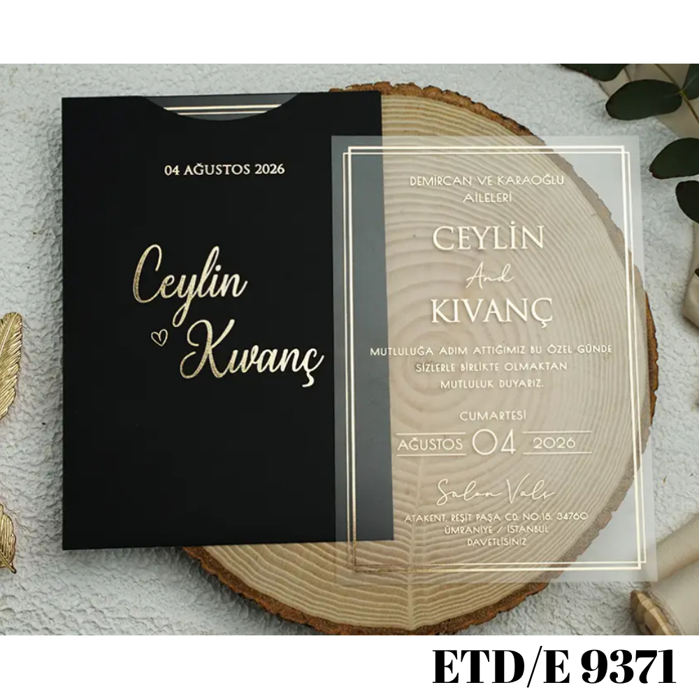 Şeffaf Düğün - Nişan Davetiyesi ETD/E 9371