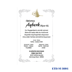 Sünnet Davetiyesi ETD/SY 1094