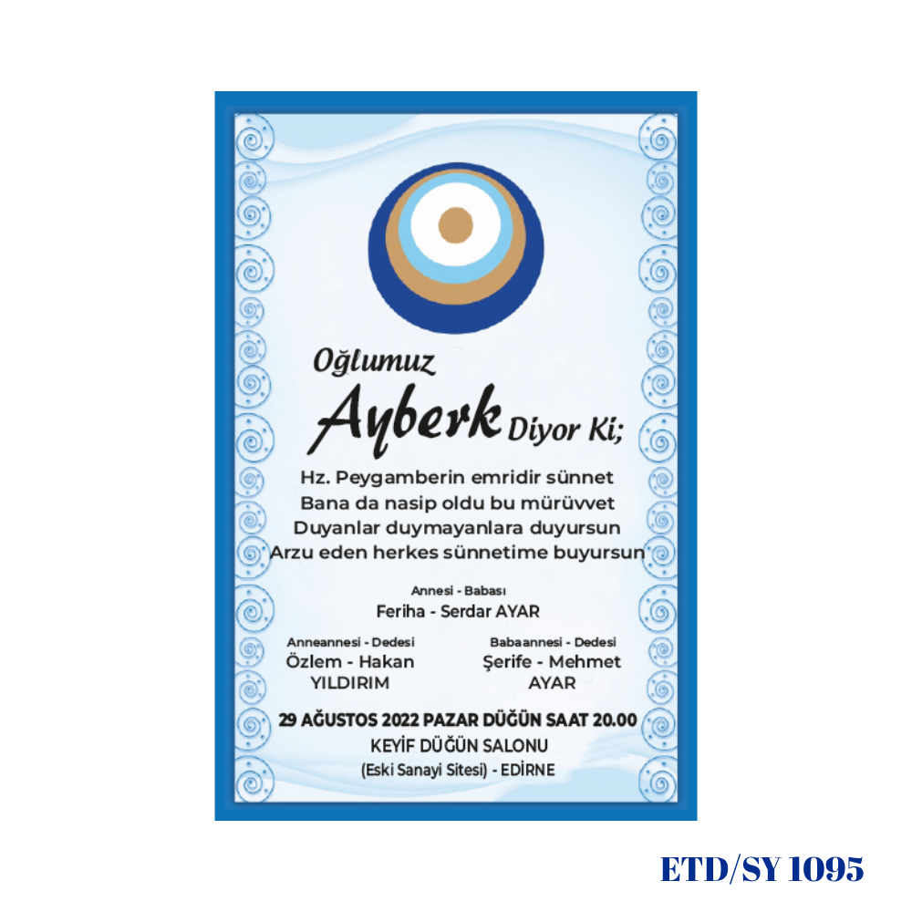 Sünnet Davetiyesi ETD/SY 1095