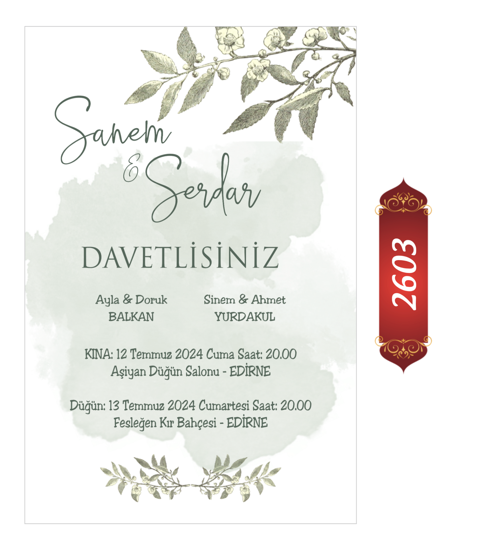 Düğün Nişan Davetiyesi ETD/EY 2603