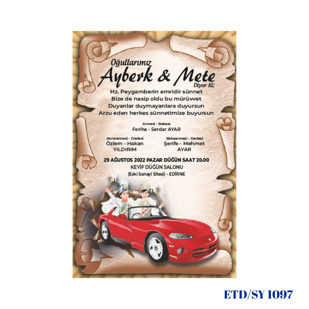 Sünnet Davetiyesi ETD/SY 1097