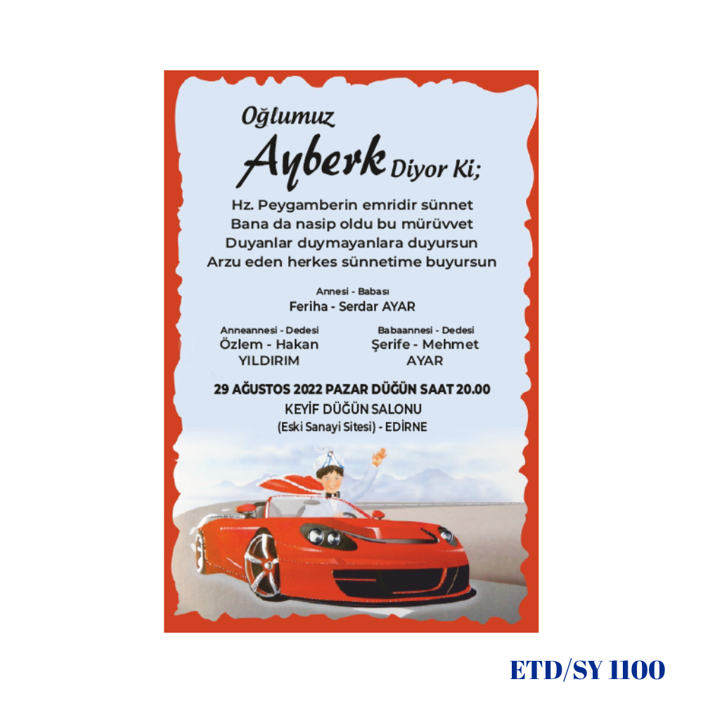 Sünnet Davetiyesi ETD/SY 1100