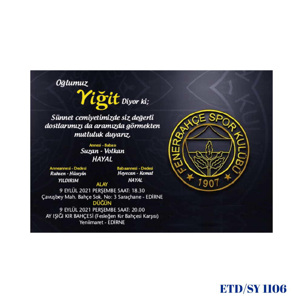 Sünnet Davetiyesi ETD/SY 1106